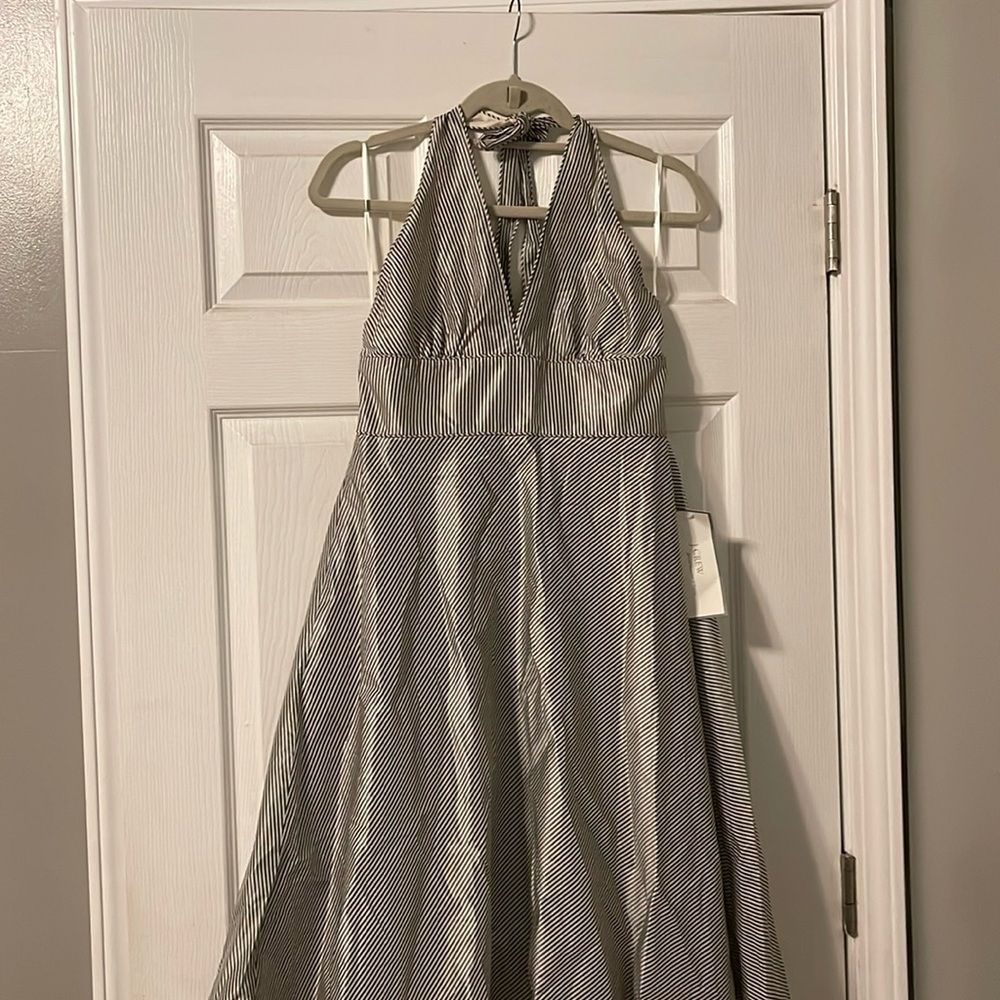 J. Crew Silk Halter Striped Dress